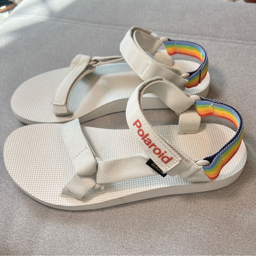 Teva x Polaroid Sandals - Beige and Rainbow Sandals with Velcro